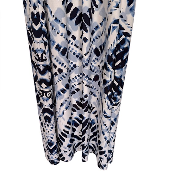 CHICO’S blue & white sleeveless halter neck keyhole maxi dress Chico’s 2 (L/12) - Picture 4 of 9